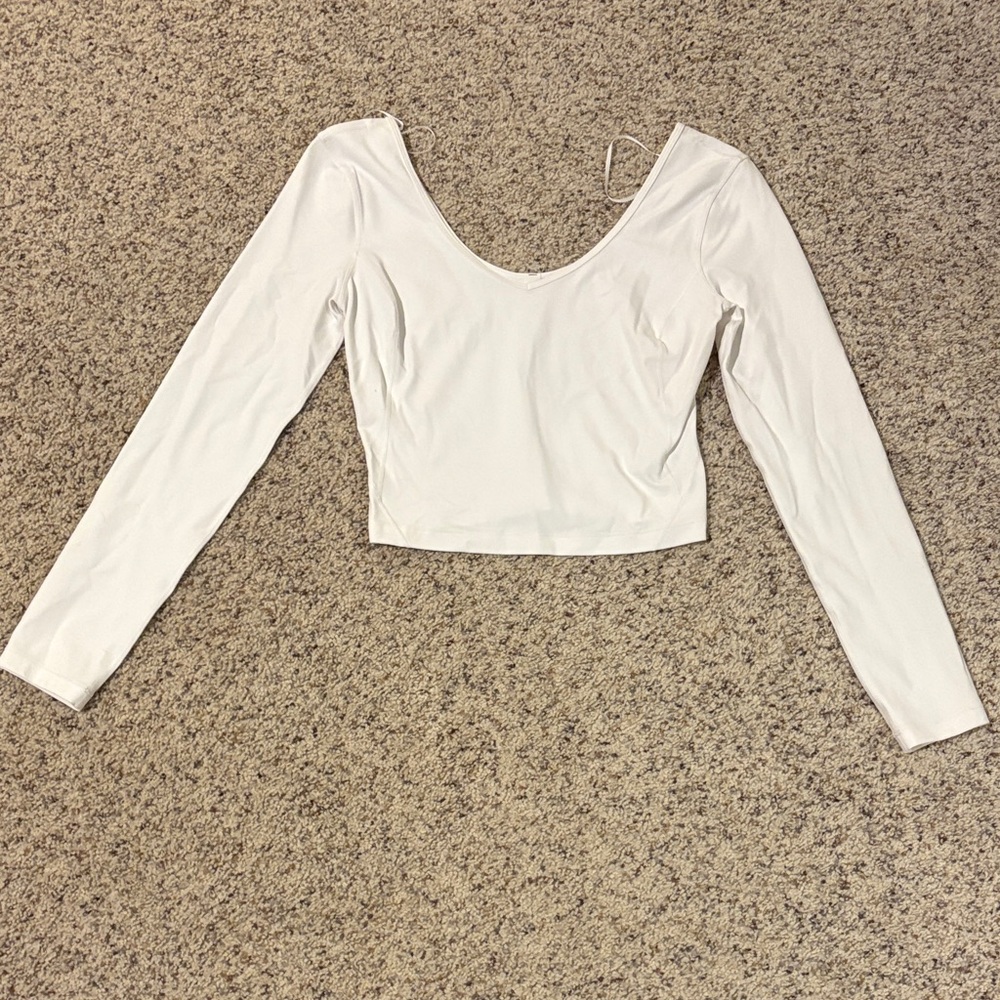Lululemon Athletica White Long Sleeve Crop Top